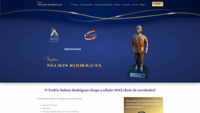 Site Institucional - Troféu Nelson Rodrigues
